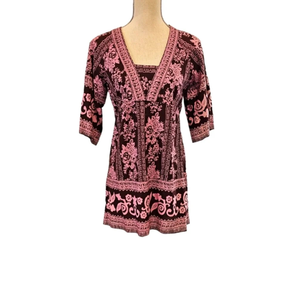 🚨NWOT Charlotte Russe Purple Floral Boho Tunic Top